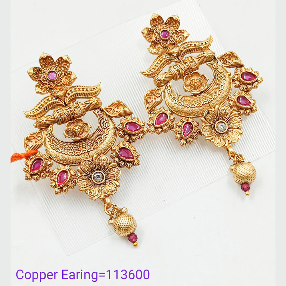 Padmawati Bangles Pota Stone Copper Dangler Earrings - PBEAR99