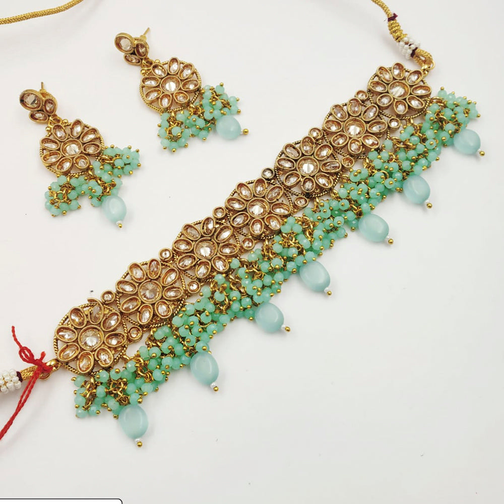 Padmawati Bangles Gold Plated Austrian Stone Choker Necklace Set
