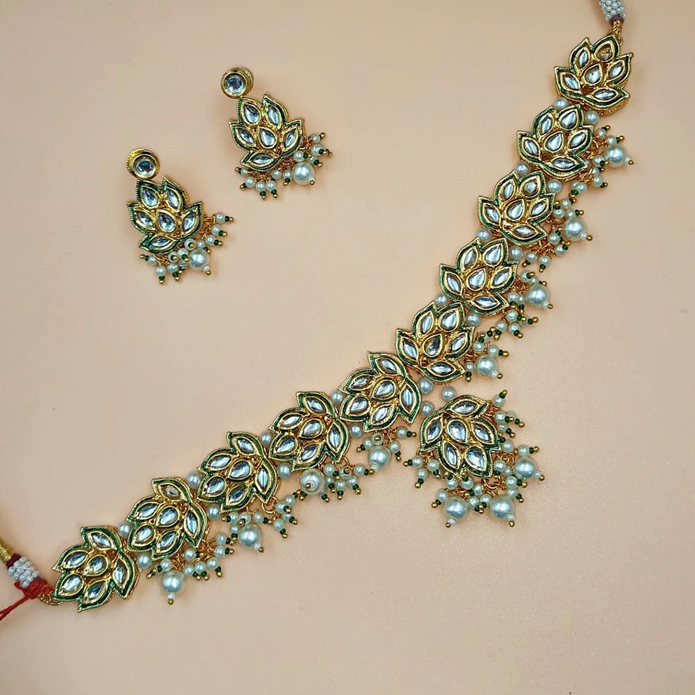 Padmawati Bangles Gold Plated White Kundan Necklace Set - PBNECK180