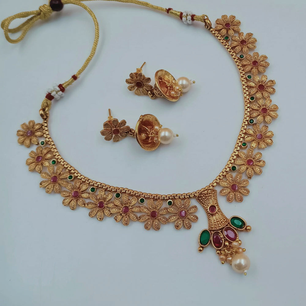 Padmawati Bangles Gold Plated Austrian Stone Choker Necklace Set