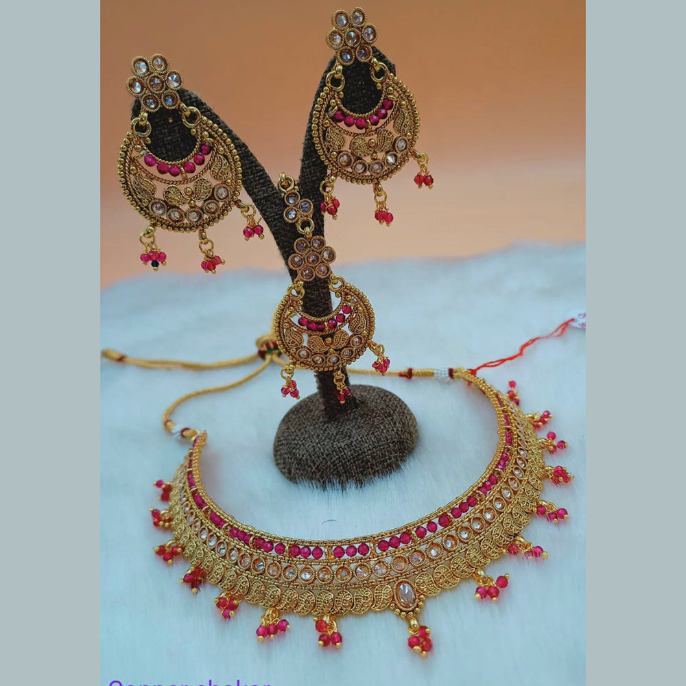 Padmawati Bangles Gold Plated Stone And Kundan Choker Necklace Set