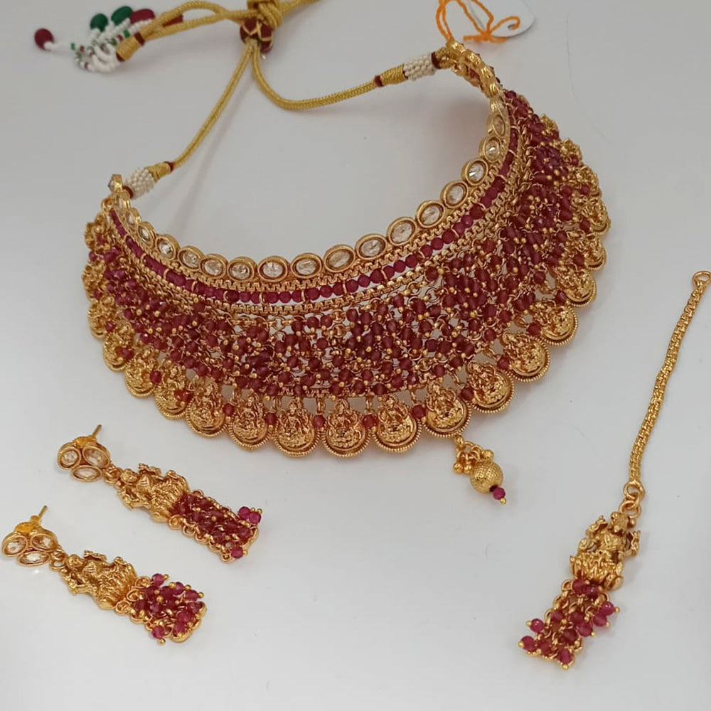 Padmawati Bangles AD Stone And Pearl Copper Choker Necklace Set