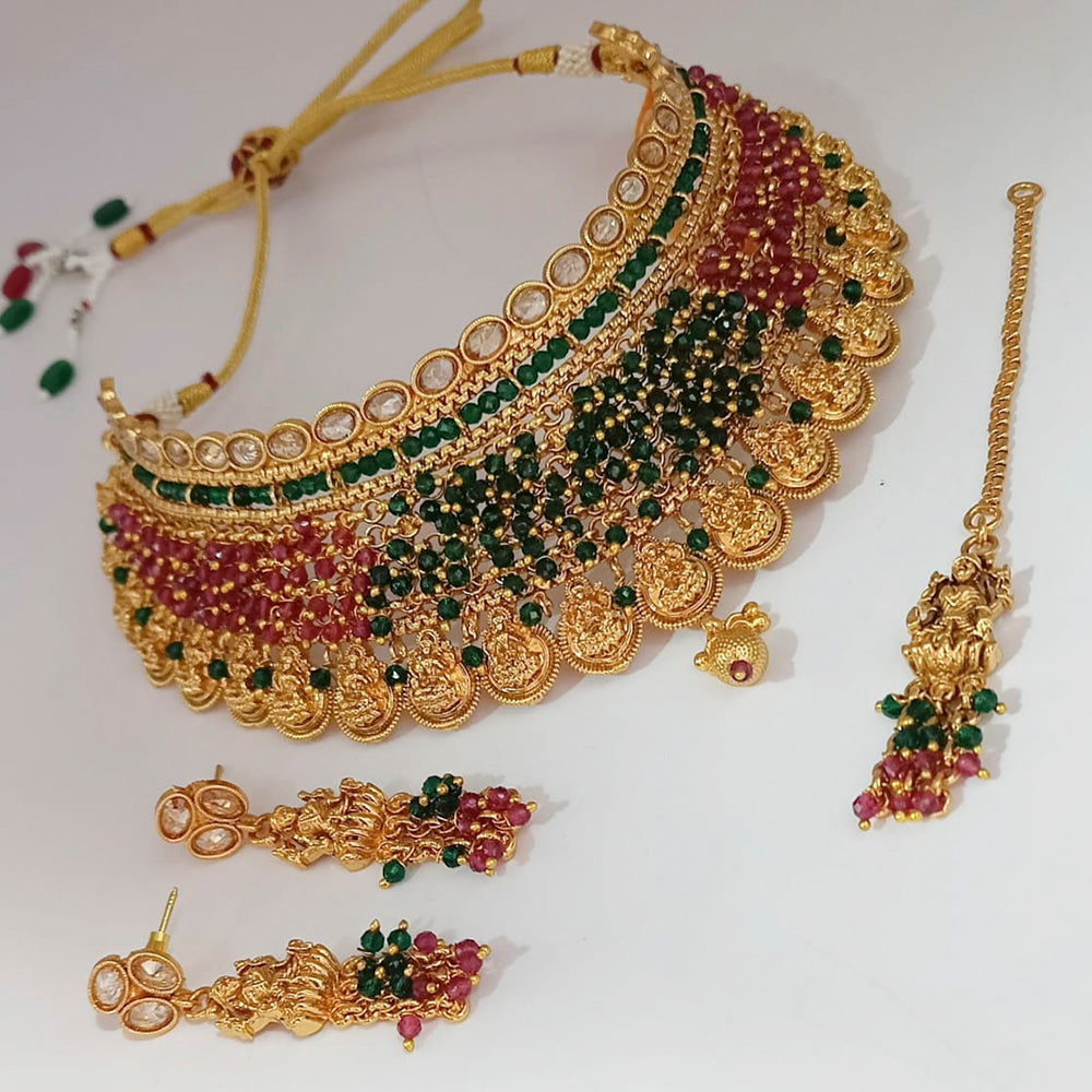 Padmawati Bangles AD Stone And Pearl Copper Choker Necklace Set