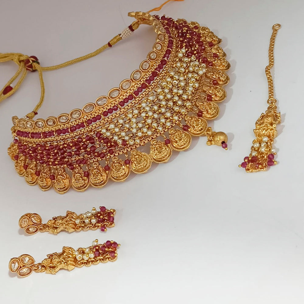 Padmawati Bangles AD Stone And Pearl Copper Choker Necklace Set