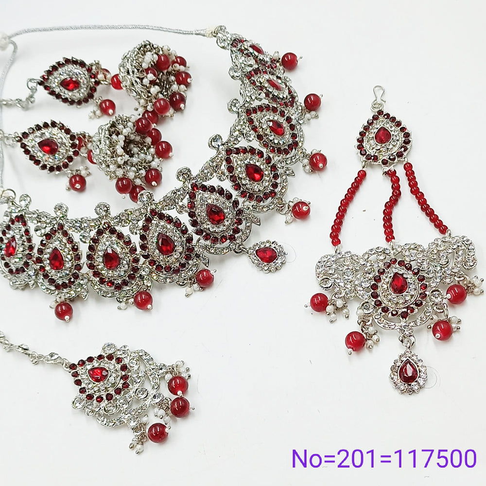 Padmawati Bangles Austrian Stone Silver Plated Necklace Set