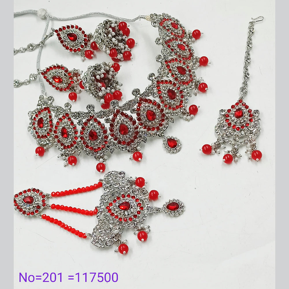 Padmawati Bangles Austrian Stone Silver Plated Necklace Set