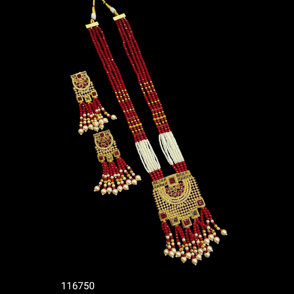 Padmawati Bangles Gold Plated Pota Kundan Stone & Pearl Haram Necklace Set