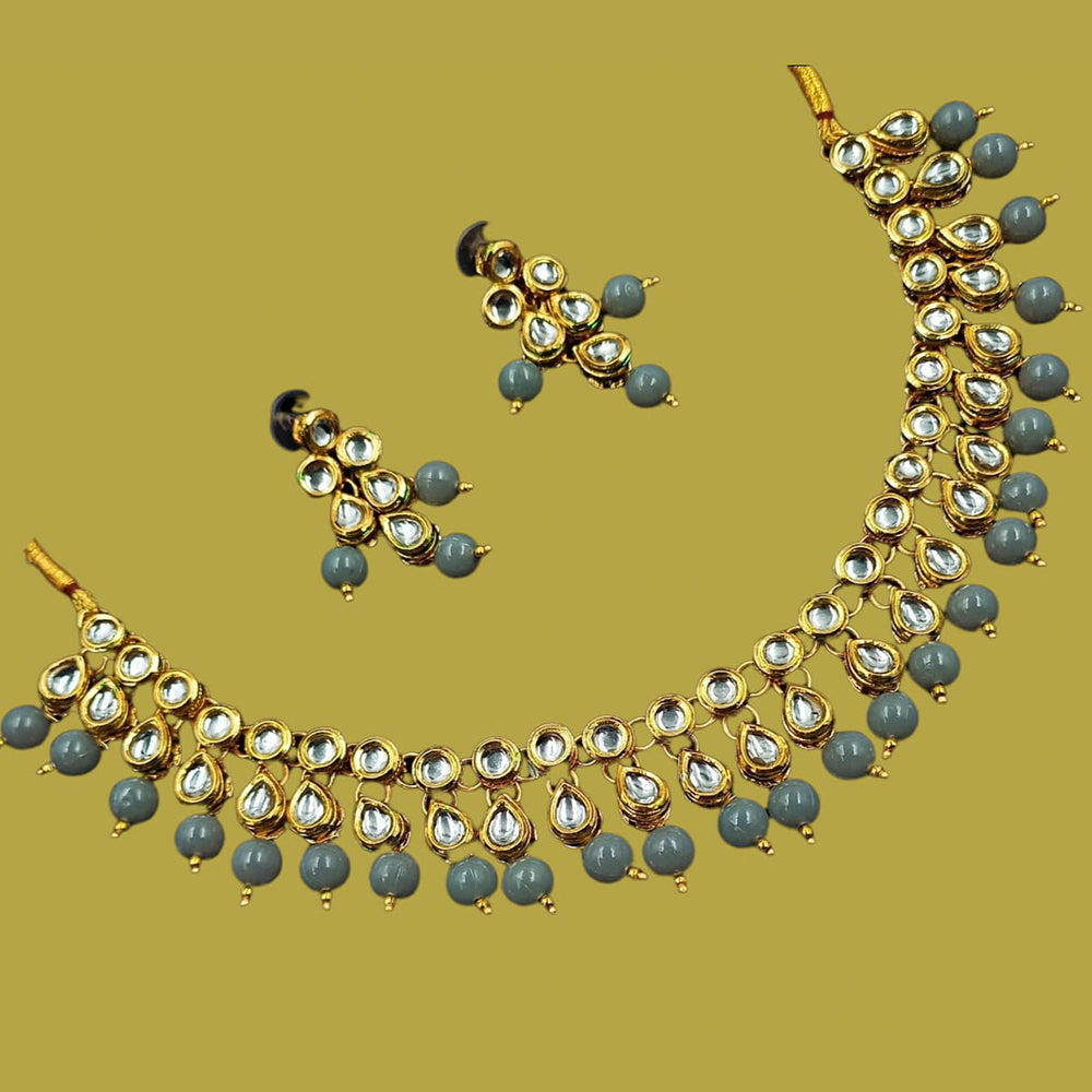 Padmawati Bangles Kundan Stone & Beads Gold Plated Choker Necklace Set