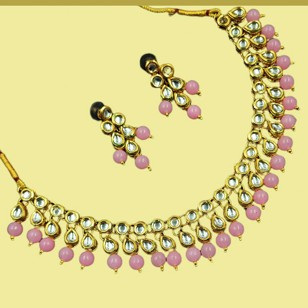 Padmawati Bangles Kundan Stone & Beads Gold Plated Choker Necklace Set
