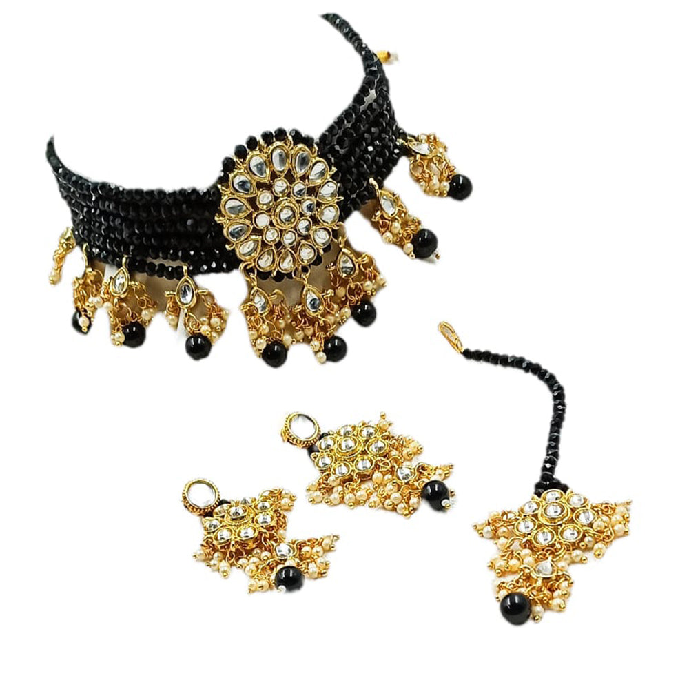 Padmawati Bangles Kundan & Stone & Beads Gold Plated Choker Necklace Set