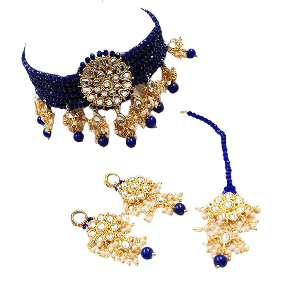 Padmawati Bangles Kundan & Stone & Beads Gold Plated Choker Necklace Set