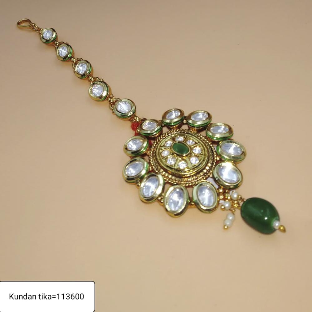 Padmawati Bangles Gold Plated Meenakari And White Kundan Maang Tikka - PBTIKKA01