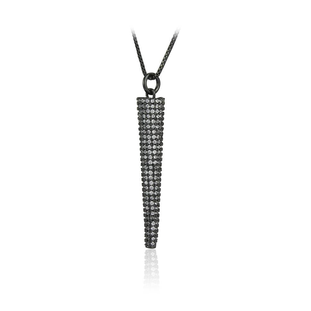 21 Nicole Jewellery Black Plated Cubic Zirconia Chain Pendant - PD-019