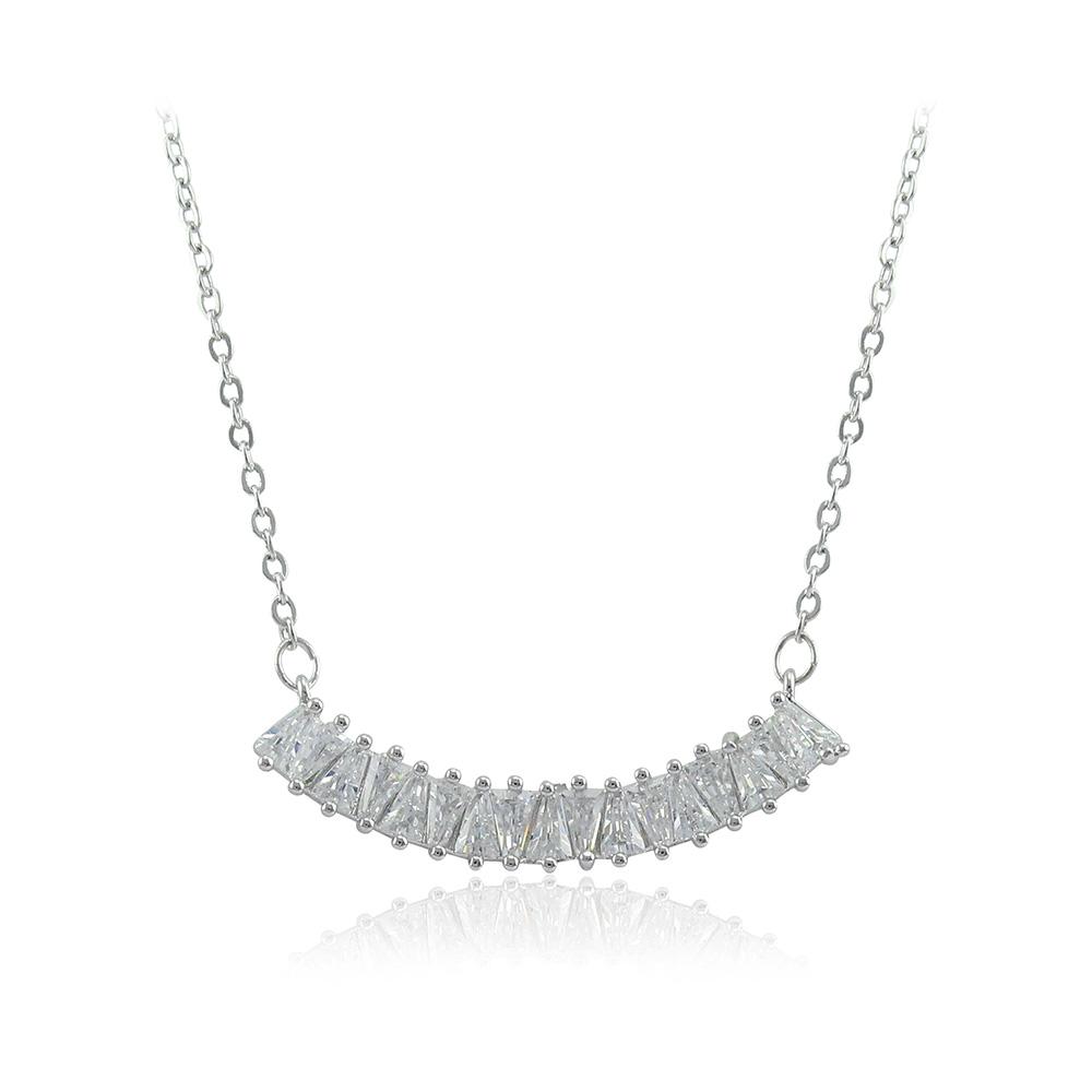 21 Nicole Jewellery Rhodium Plated Cubic Zirconia Chain Pendant - PD-028