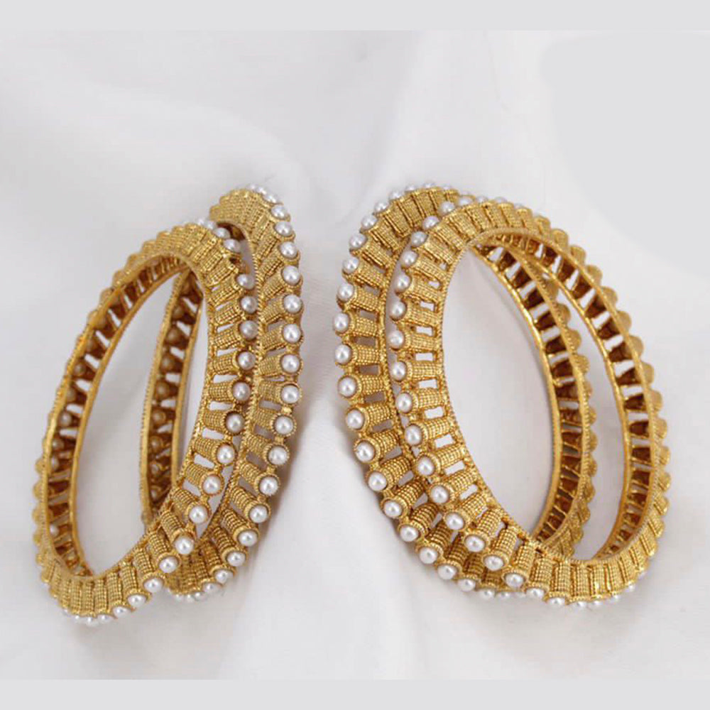 Pooja Bangles Gold Plated Pearl Bangles Set