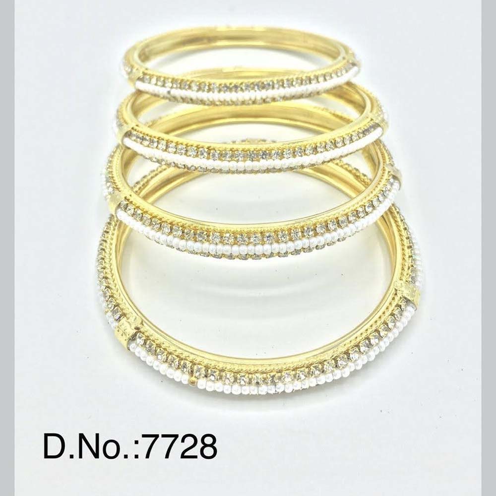 Pooja Bangles Austrian Stone & Pearl Gold Plated Bangles Set - PJBAN143