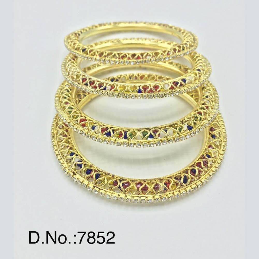 Pooja Bangles Austrian Stone & Pearl Gold Plated Bangles Set - PJBAN151