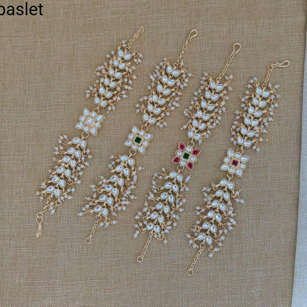 Pooja Bangles Gold Plated Kundan Stone Bracelet