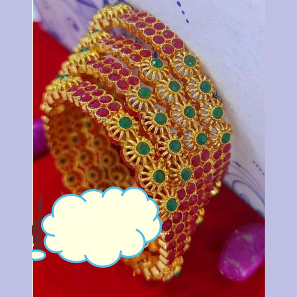 Pooja Bangles Pota Stone Gold Plated Bangles Set