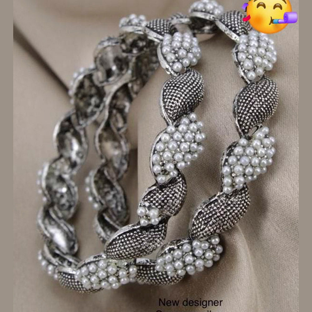 Pooja Bangles Silver Plated Pearl Bangles Set