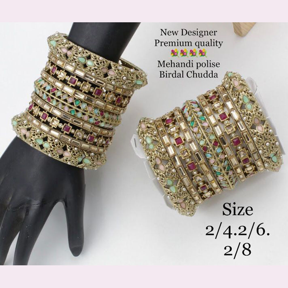 Pooja Bangles Mhendi Polish Bridal Chudda Bangles Set
