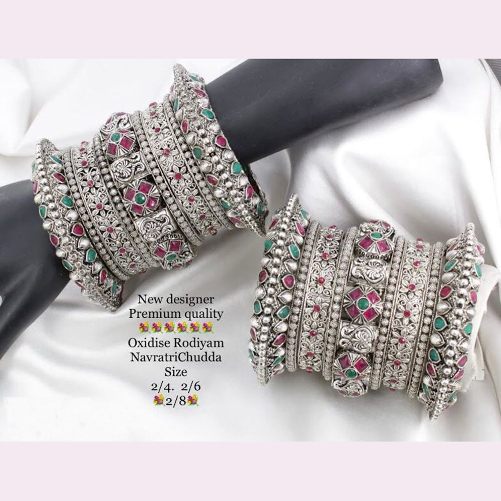 Pooja Bangles Silver Plated Bridal Chudda Bangles Set