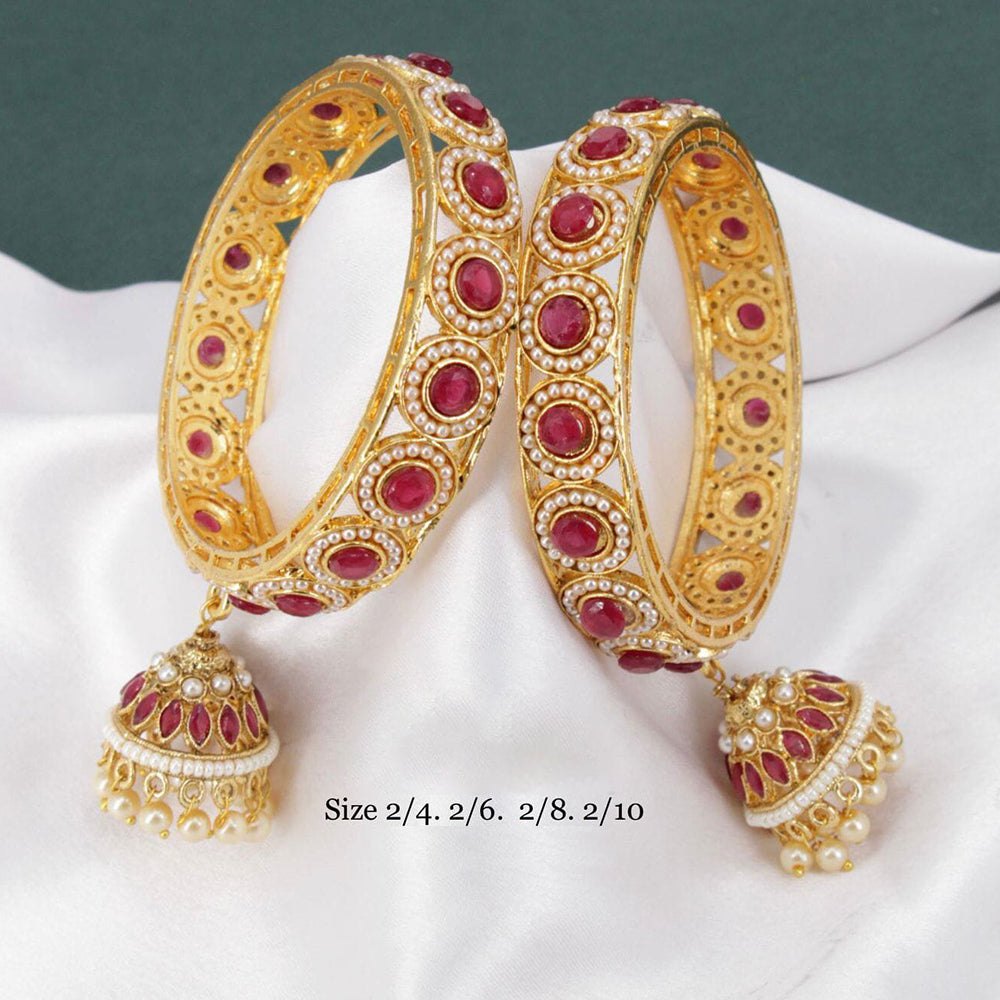 Pooja Bangles Gold Plated Kundan Stone Bangles Set