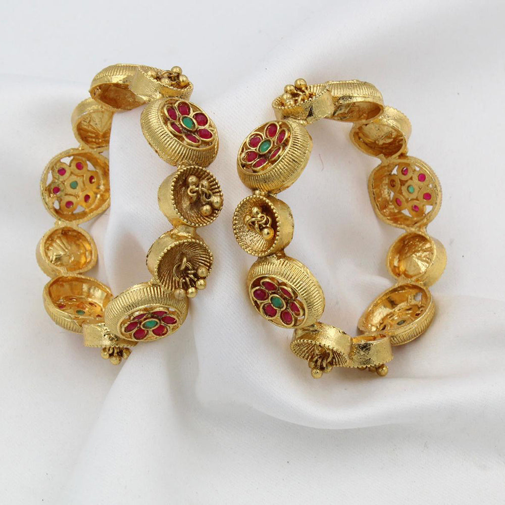 Pooja Bangles Gold Plated Kundan Stone Bangles Set
