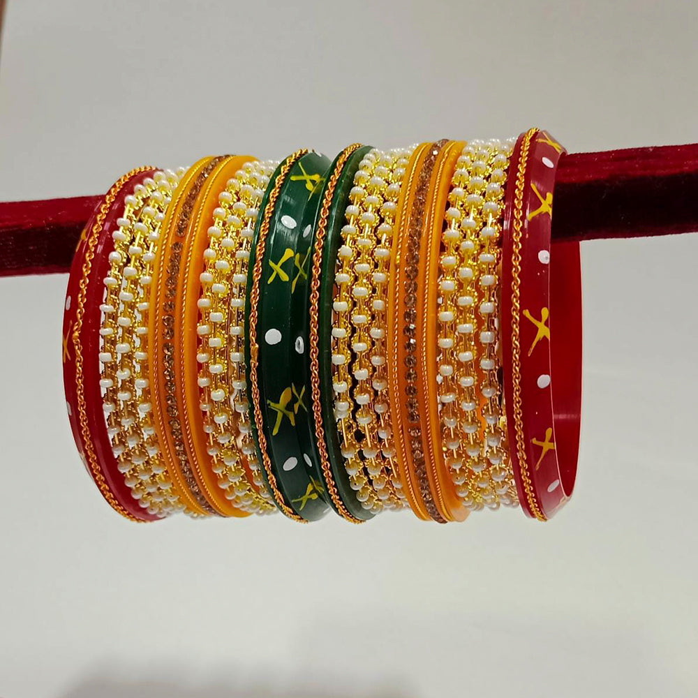 Pooja Bangles Multi Acrylic & Pearl Bangles