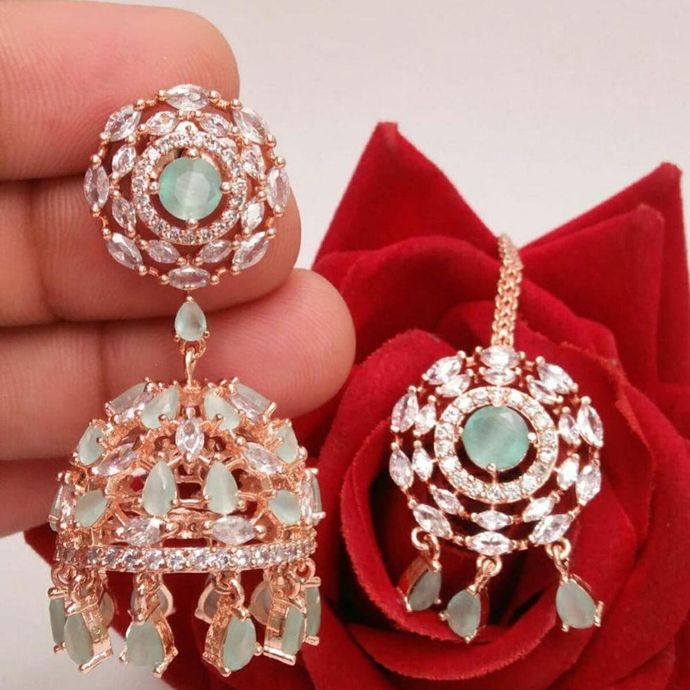Pooja Bangles American Diamond Jhumki Earrings With Maang Tikka