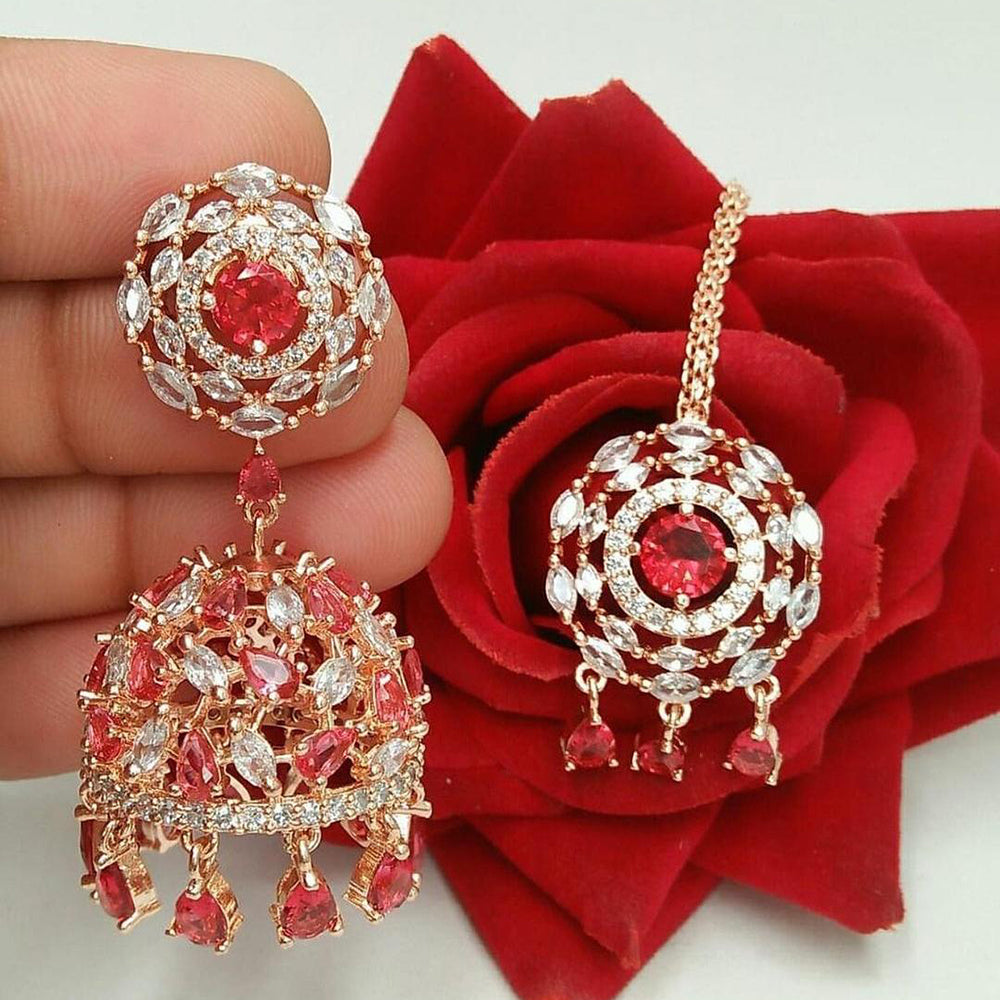 Pooja Bangles American Diamond Jhumki Earrings With Maang Tikka