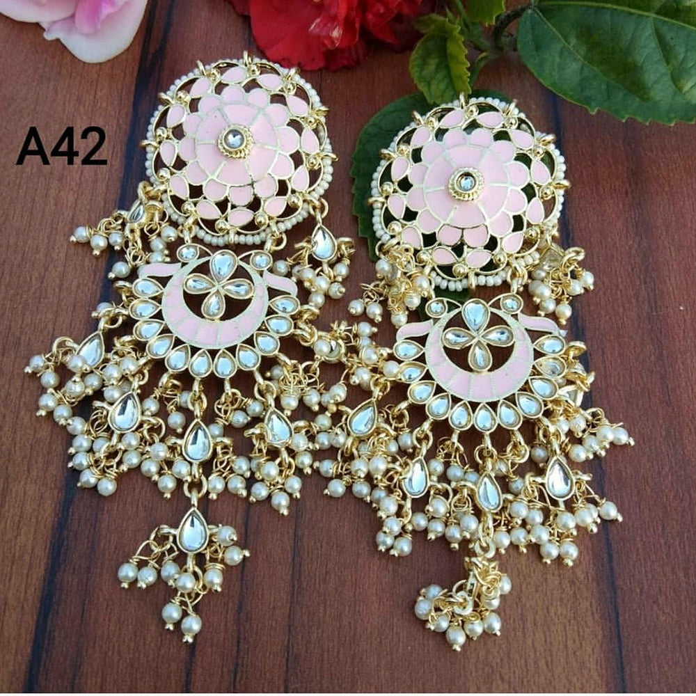 Pooja Bangles Gold Plated Meenakari & Kundan Stone Dangler Earrings