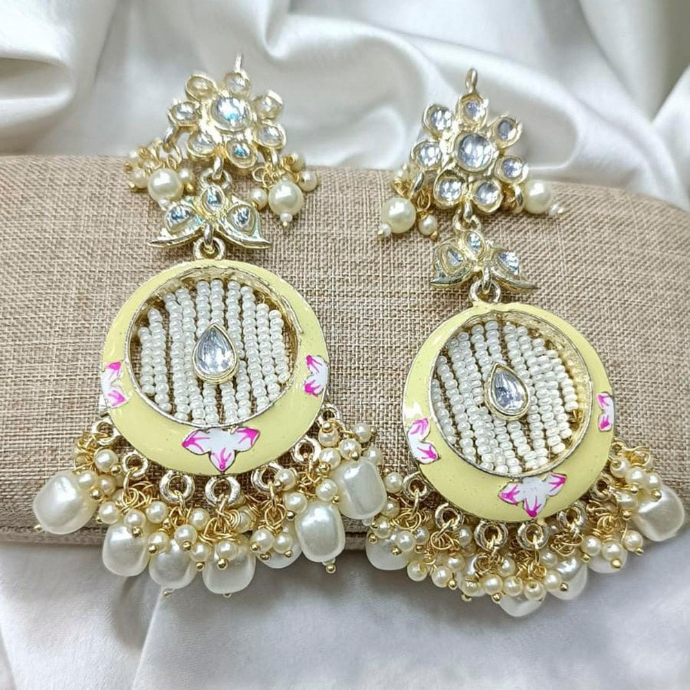 Pooja Bangles Gold Plated Kundan Stone & Meenakari Dangler Earrings