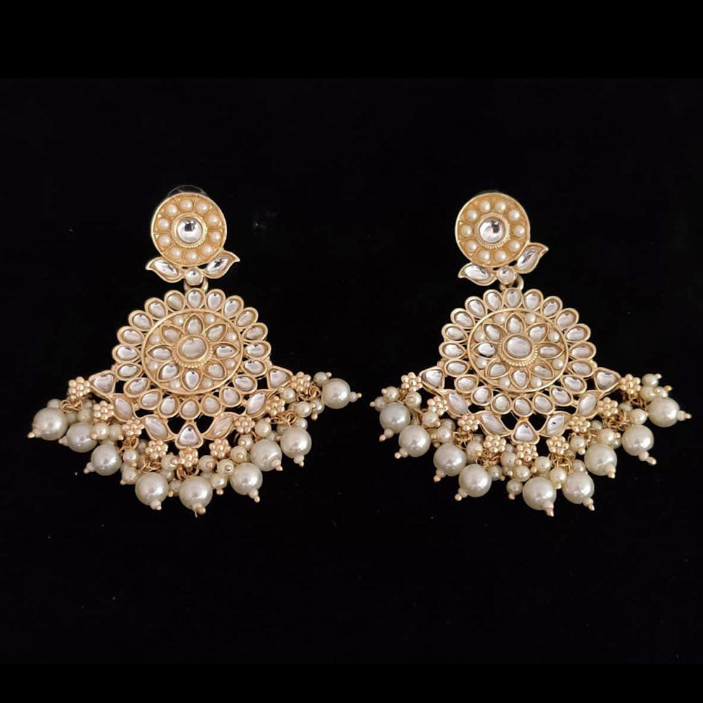 Pooja Bangles Gold Plated Kundan Stone & Beads Dangler Earrings