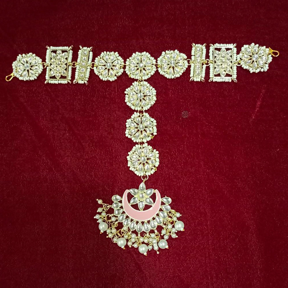 Pooja Bangles Gold Plated Kundan & Meenakari Sheeshphool Maang Tikka Hair Accessories For Women