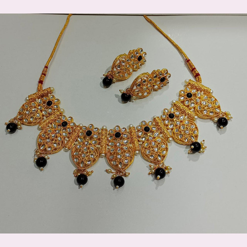 Pooja Bangles Gold Plated Kundan Stone & Beads Necklace Set
