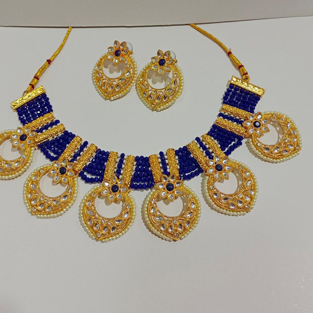 Pooja Bangles Gold Plated Kundan Stone & Beads Necklace Set