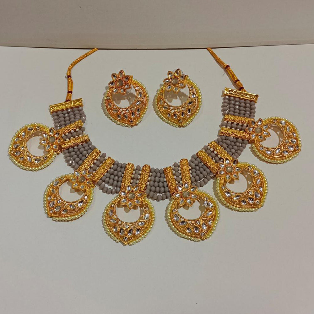 Pooja Bangles Gold Plated Kundan Stone & Beads Necklace Set