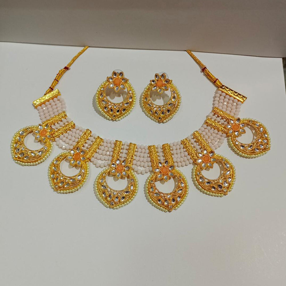 Pooja Bangles Gold Plated Kundan Stone & Beads Necklace Set