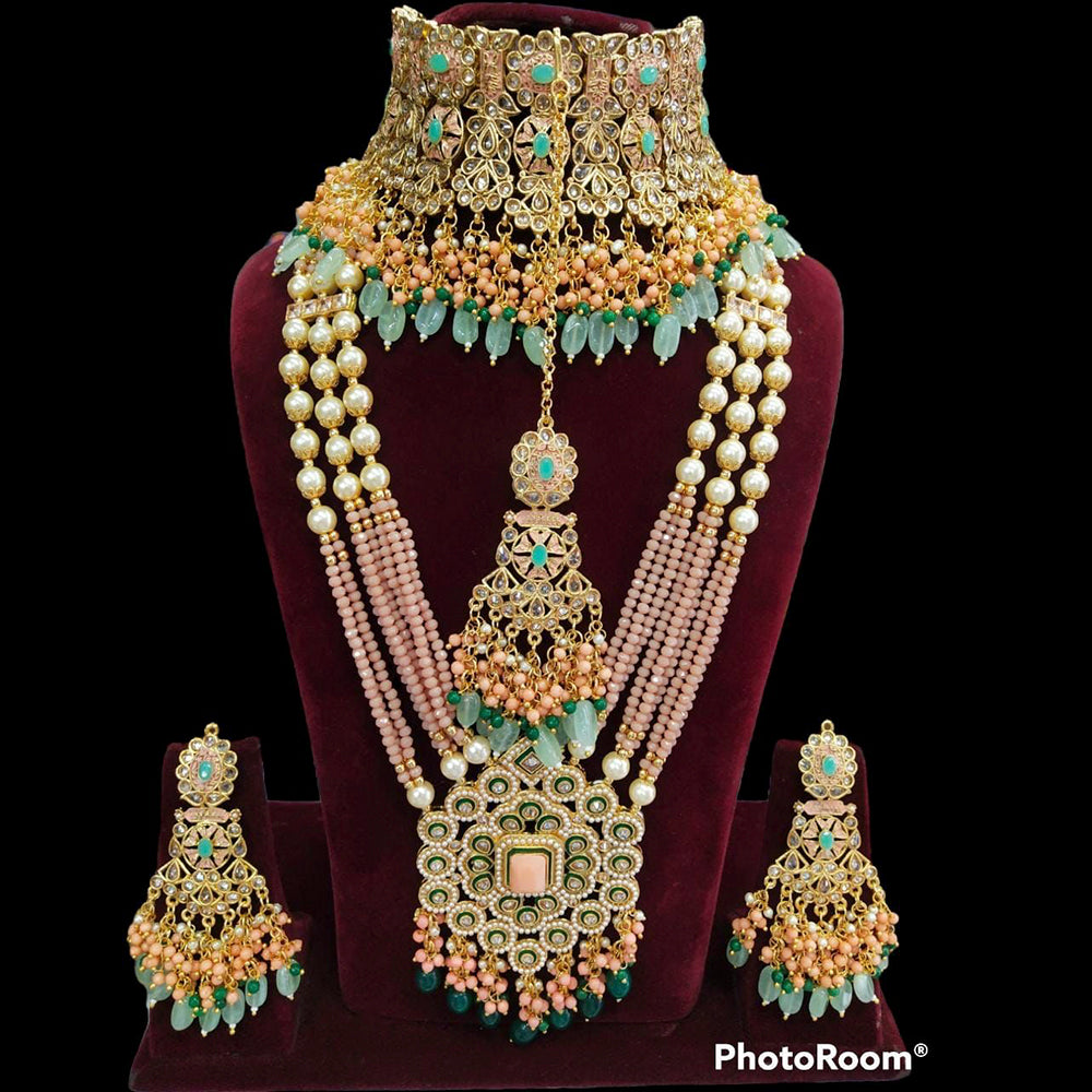 Pooja Bangles Gold Plated Kundan Stone & Beads Bridal Set