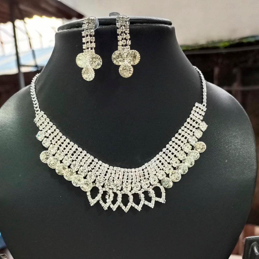Pooja Bangles Silver Plated Austrian Stone Necklace Set