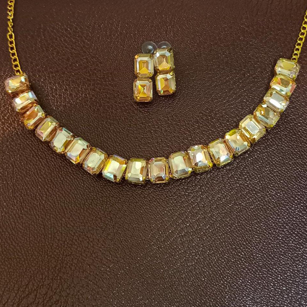 Pooja Bangles Gold Plated Crystal Stone Choker Necklace Set