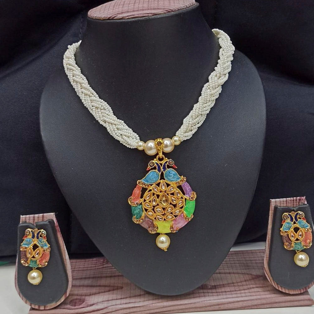Pooja Bangles Gold Plated Kundan Stone Necklace Set