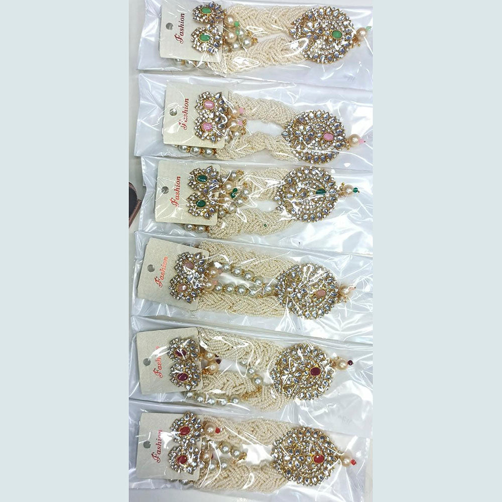 Pooja Bangles Gold Plated Kundan Stone Necklace Set