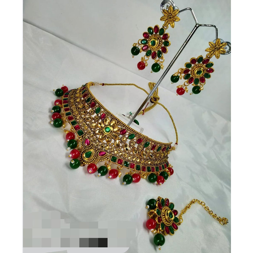 Pooja Bangles Gold Plated Kundan Stone Choker Necklace Set