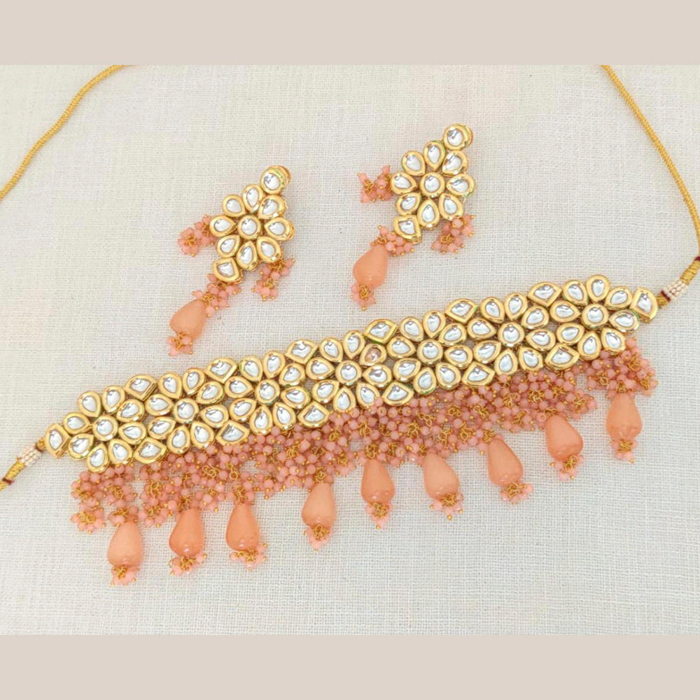 Pooja Bangles Gold Plated Kundan Stone & Beads Choker Necklace Set