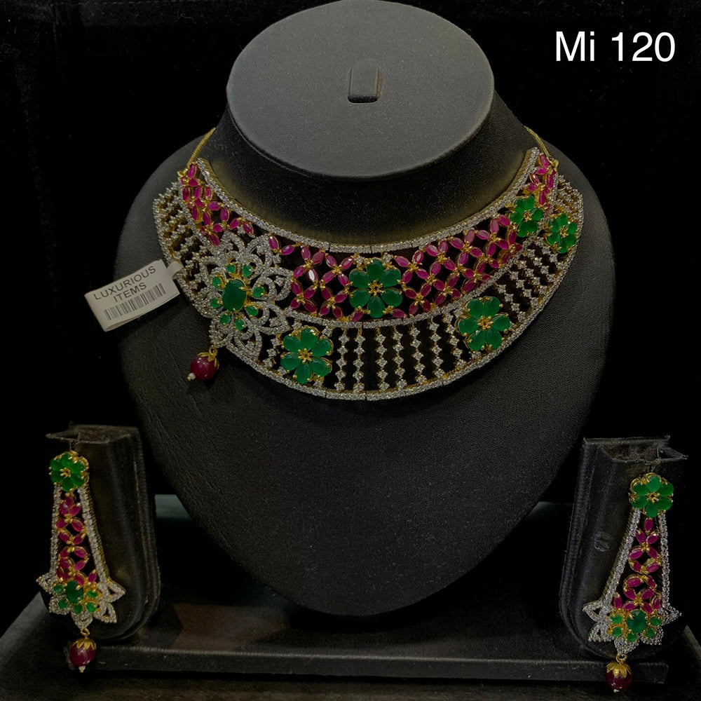 Pooja Bangles Gold Plated Ad Stone Choker Necklace Set