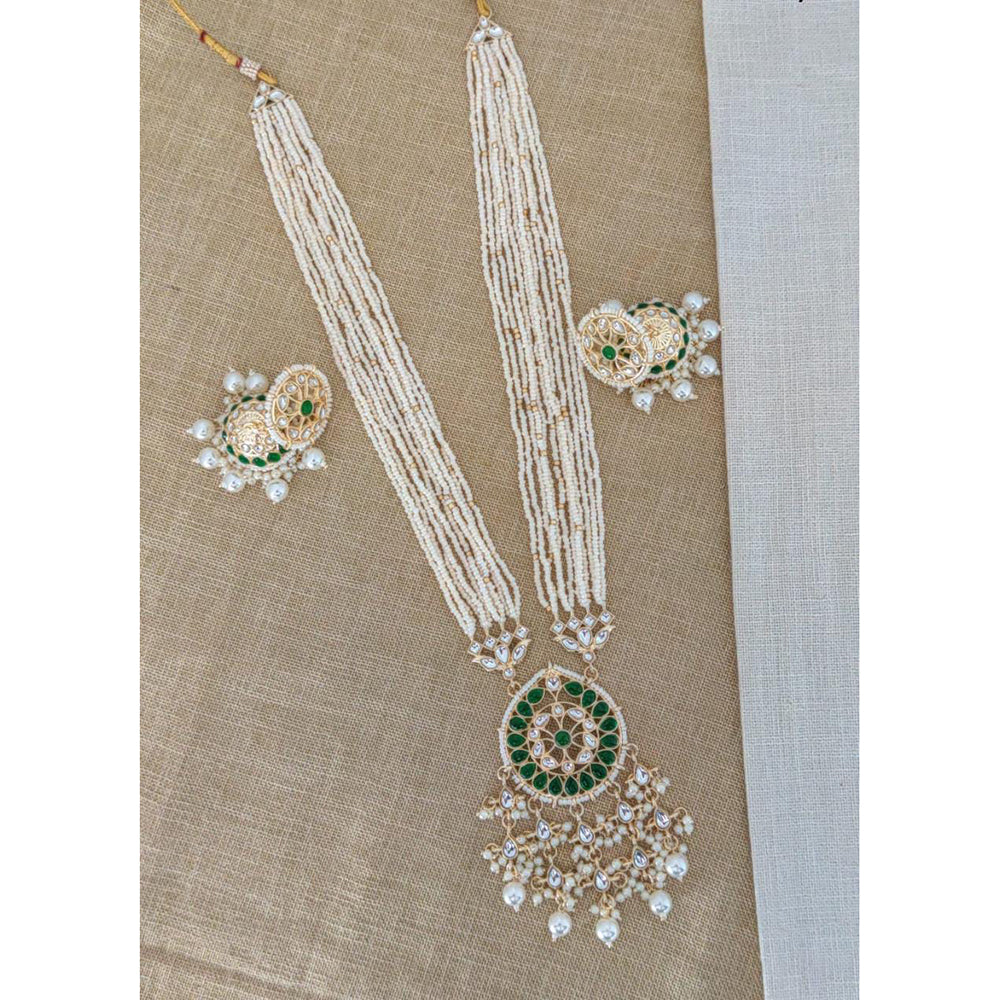 Pooja Bangles Gold Plated Kundan Stone & Pearl Necklace Set