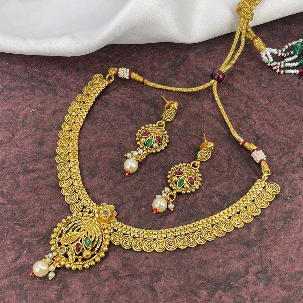 Pooja Bangles Gold Plated Kundan Stone Necklace Set