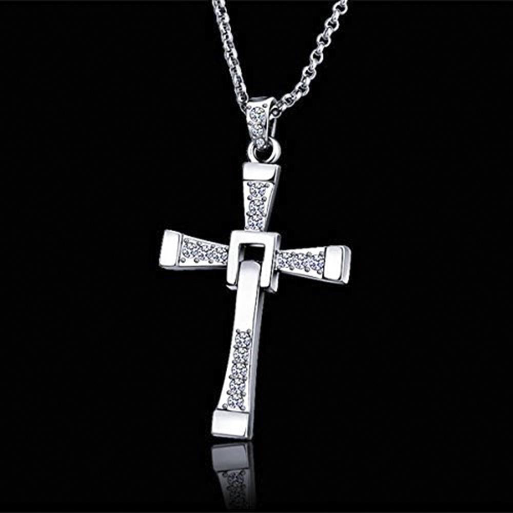 Mahi Religious Cross Pendant With Crystal Stone Chain Pendant